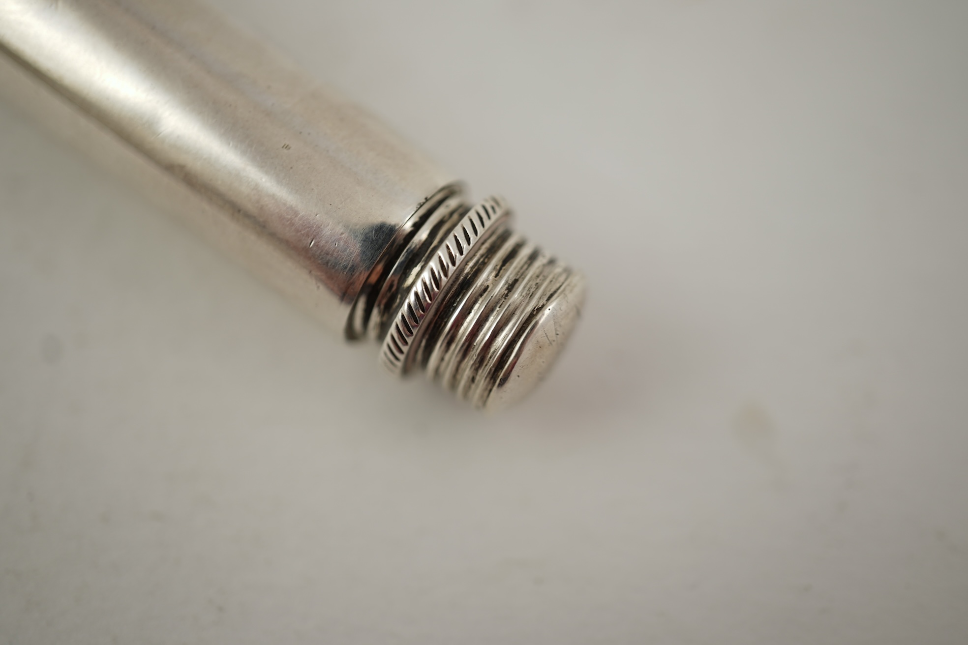 An early Victorian silver travelling apple corer, by Joseph Wilmore